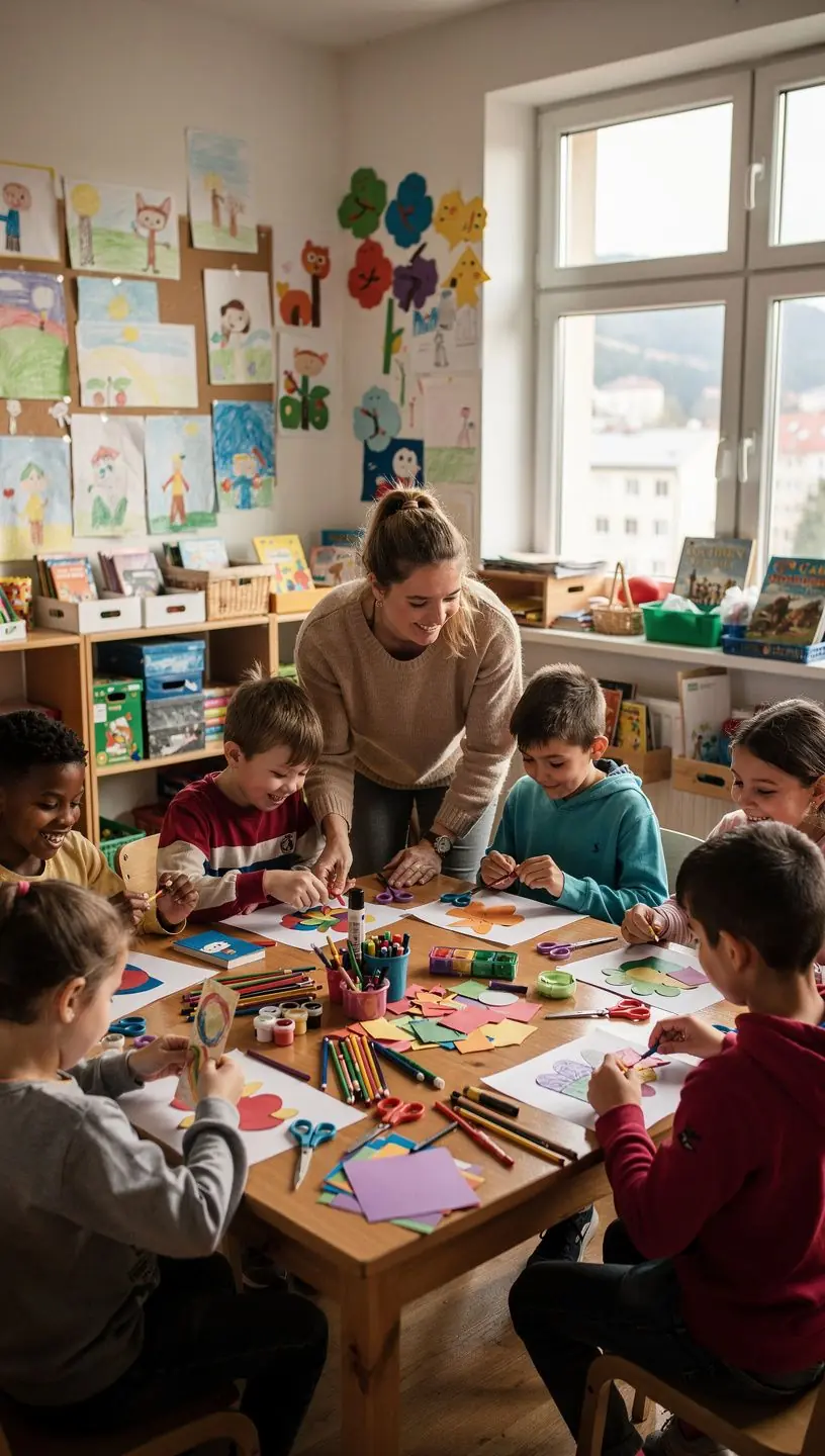 Skupina mladých lidí diskutuje o projektech pro zlepšení sousedství.