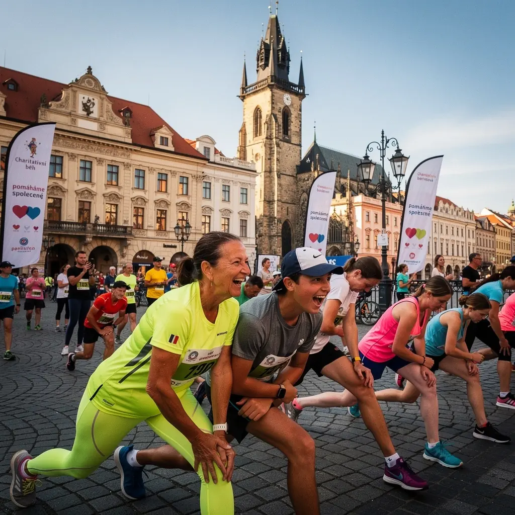 Oslava úspěšné sbírky, kde se lidé sdružují a slaví společně.
