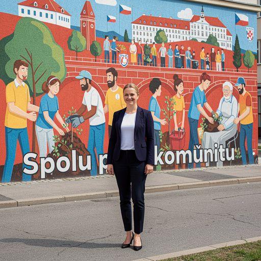 Skupina mladých lidí organizující sbírku potravin pro potřebné v místním supermarketu.